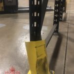 Pallet rack protector destroyed by forklift